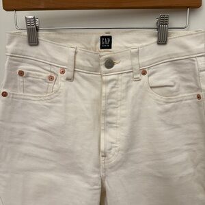 GAP off-white high waisted cropped jeans with gold buttons